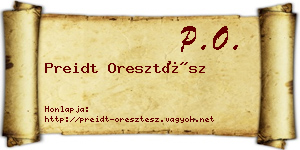 Preidt Oresztész névjegykártya